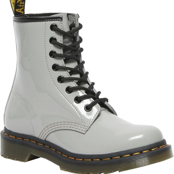NWT Dr. Martens 1460 Zinc Gray Lamper Patent Leather Women's Boots Size 7 27635